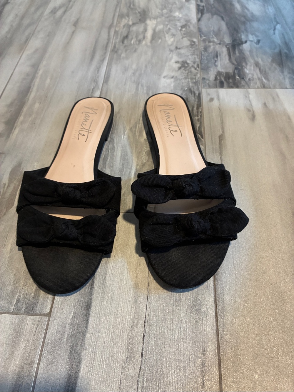 Nanette Lepore Black Double Knot Slide Mules